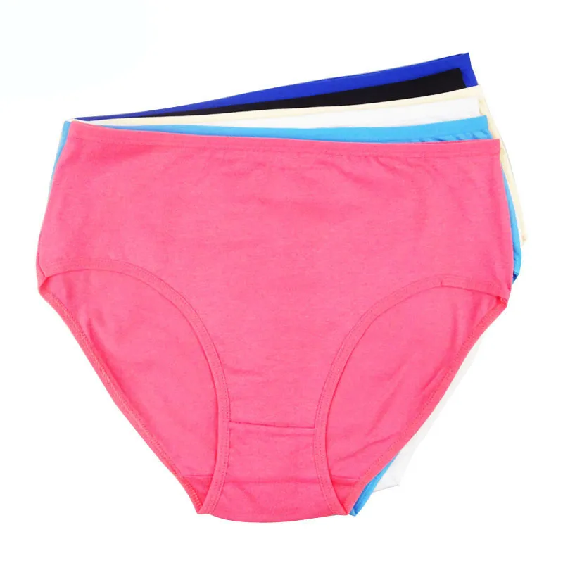 6 Pcs/Lot Wholesale Women's Clothing High-Rise Solid Color Women Plus Size Cotton Briefs Panties 6955 201112