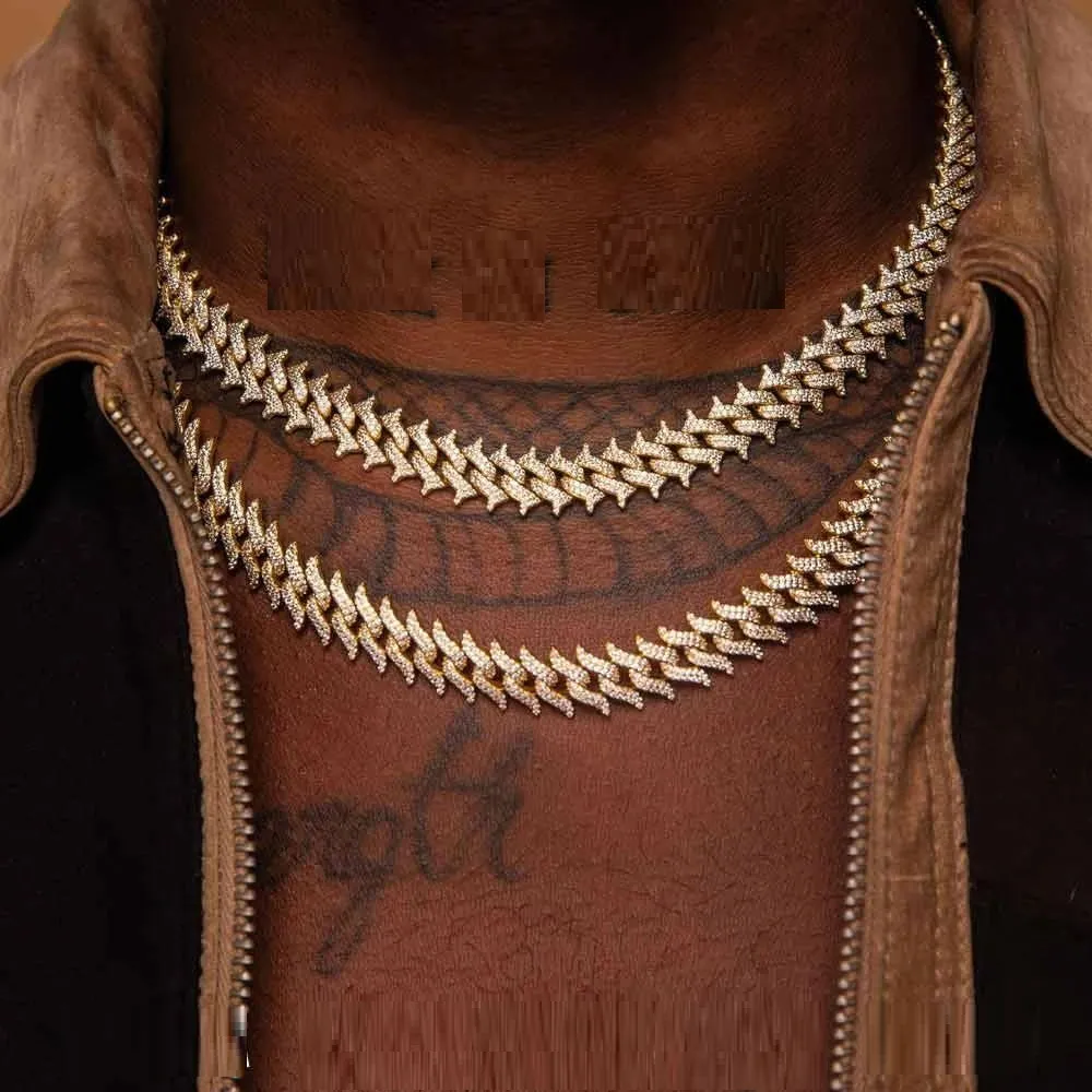 Hip Hop Bling Iced out 18-22inches Cuban Link Chain Necklace Luxury Gold Silver Jewelry for Women and Men