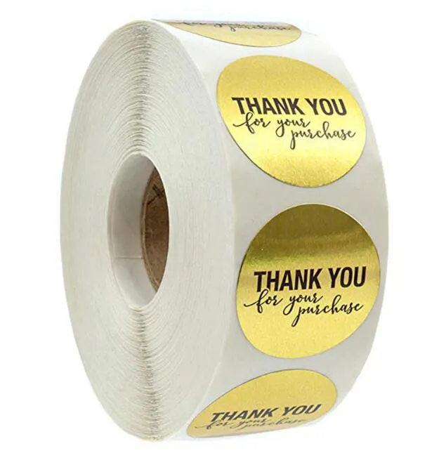 Good Quality Gold 1 Inch Round Thank You Sticker Labels Adhesive ...