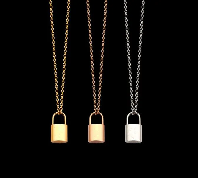 2021 Nieuwe luxe sieraden zilver rose gouden slot hanger ontwerper ketting 18 k goud roestvrij dunne ketting vrouwen kettingen mode-stijl