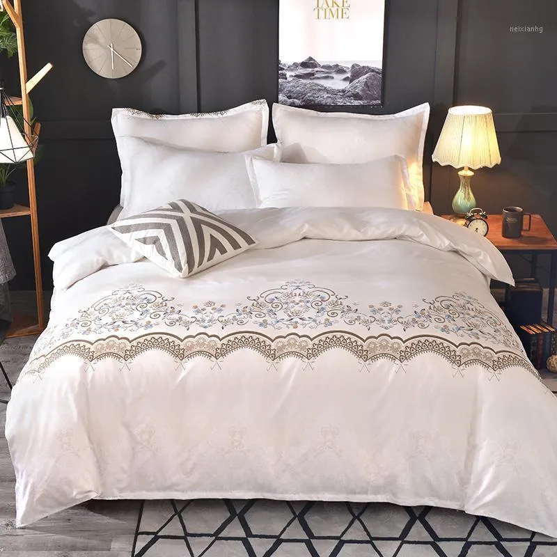 Sängkläder sätter 20 spetsfast färguppsättning täcke täcke kudde fodral lakan sängkläder tröskel linen1