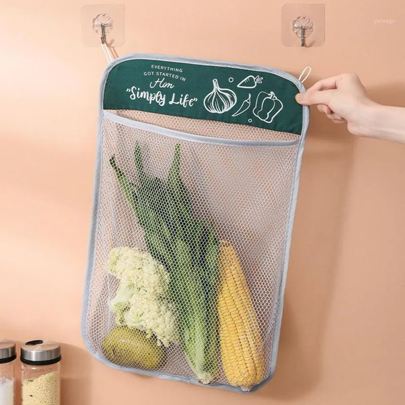 2つのフックのホーム機構が付いているキッチンメッシュバッグをぶら下げ貯蔵袋の再利用可能なフルーツの野菜の袋袋