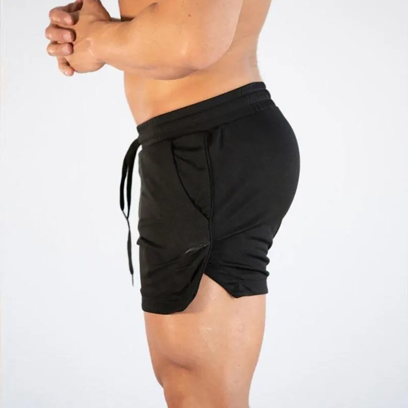 Män träning Snabbtorkande elastisk midja jogging fitness shorts bodybuilding lätta sportkläder slitage casual tunna baddräkt gym kläder