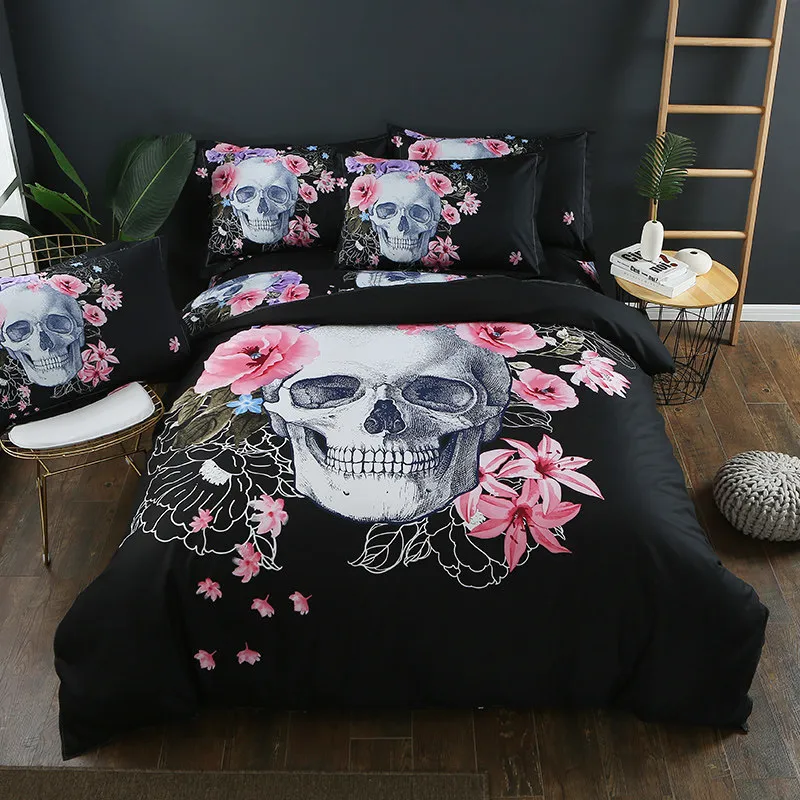 Vuxen Duvet Cover Set 3D Printed Animal Skull Comfort 3pcs Bedding Ställer kungstorlek Enkelt full dubbel platta T200819