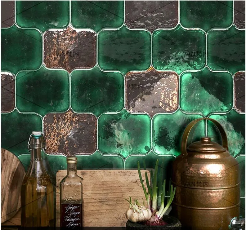 Tuiles de briques faites à la main rétro vert foncé restaurant bar cuisine toilette salle de bain carrelage mural
