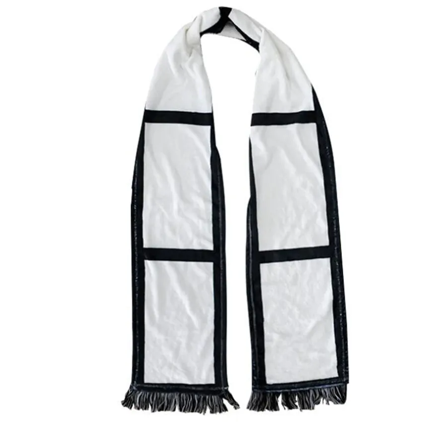 Puste Sublimation Fleece Scarf Plaid Tassels Winter Temal Heat Scarves Ciepła Tassels Tassels Scarf White Black Platform Szaliki GGA3842-1