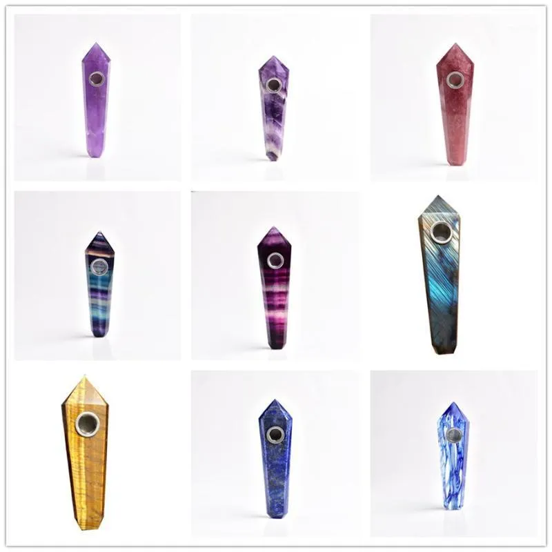 Decorative Objects & Figurines 90g Selling Drop Wholesale Natural Quartz Clear Crystal Smoking Pipe Point Wand Cigarette Beautifu1