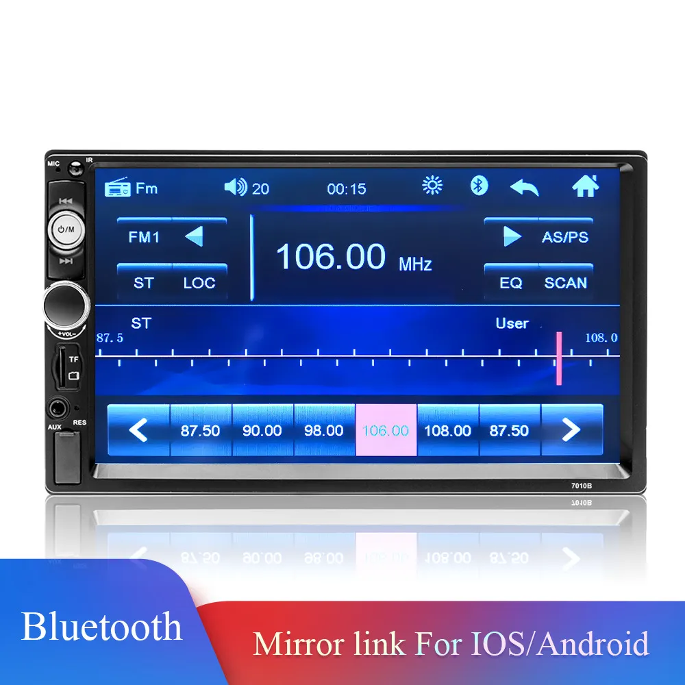 2 DIN-autoradio 7 "iOS / Andriod MirrorLink Auto Multimedia Player Stereo voor VW TOYOTA NISSAN POLO HYUNDAI Bluetooth