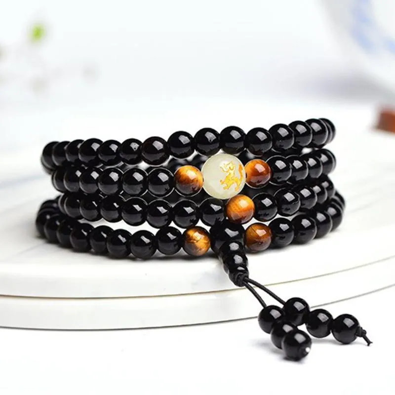 New Arrival Dragon Black Buddha Beads Bangles & Bracelets Handmade Jewelry Ethnic Glowing in the Dark Bracelet for Women Men217B