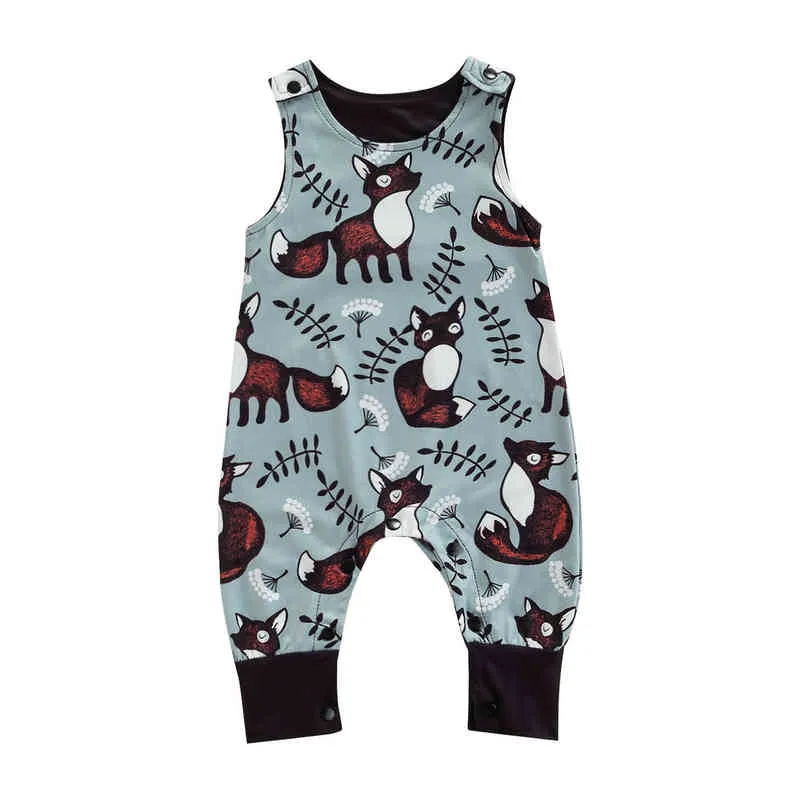 2021-05-04 Lioritiin 0-24m Infantil Baby Boy Girl Summer Romper Sem Mangas Animais Impresso Jumpsuit Moda Roupas G1221