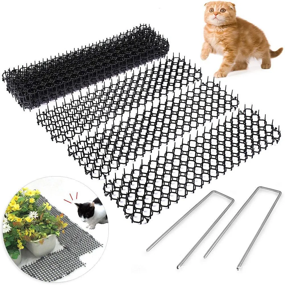 10st 13cmx49cm Garden Prickle Strip Dig Stopp Cat Repellent avskräckande Mat Spike Portable Anti-Cat Dog Outdoor Garden Supplies