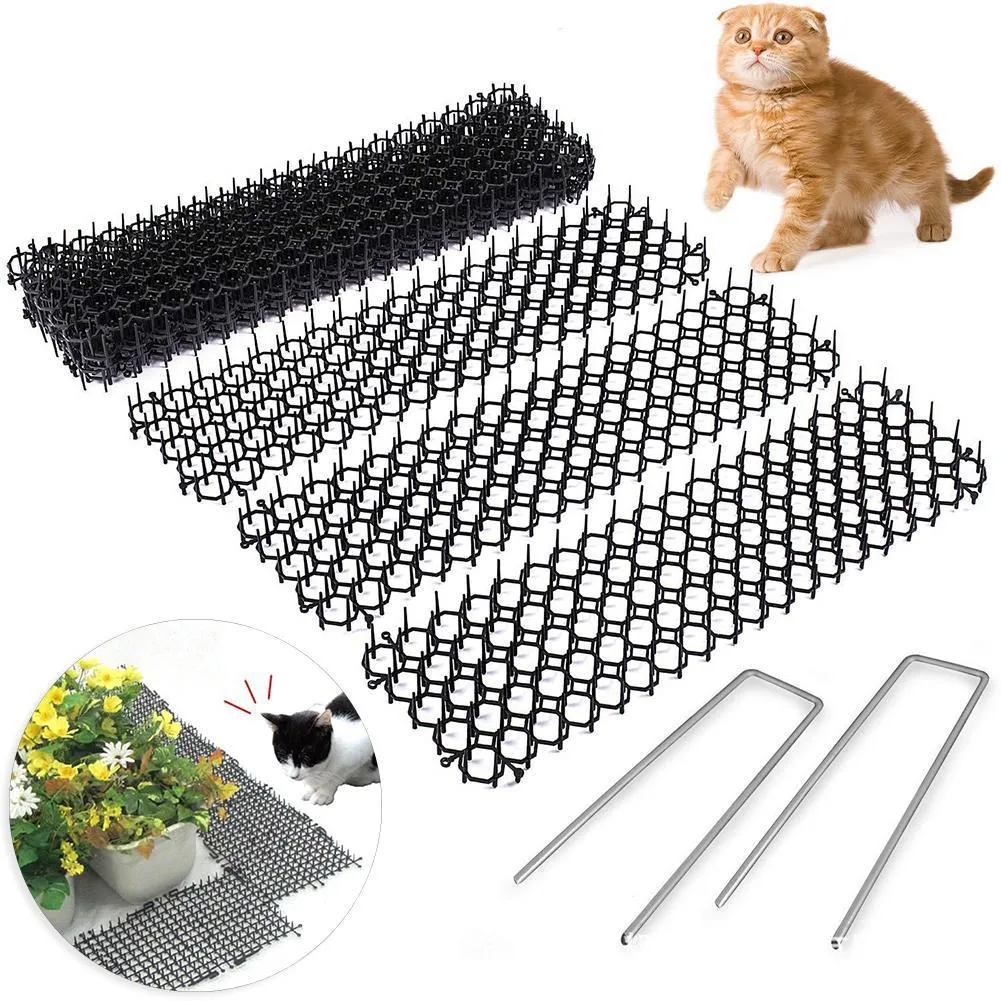 10 stks 13cmx49cm Tuin Prickle Strip Dig Stop Kat afstoting Disertrent Mat Spike Draagbare Anti-Cat Hond Outdoor Garden Supplies