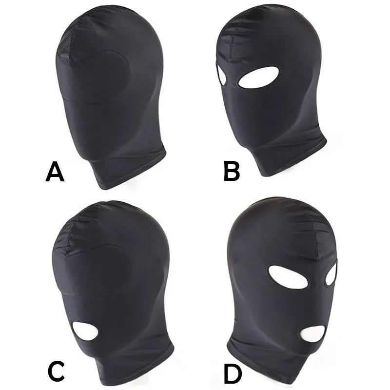 BDSM Fetish Mask Hood Adult Game Bondage Party Open Mouth Eye Elastic Head Mask Cosplay Slave Punish Headgear Mask Sex Toys C18112701