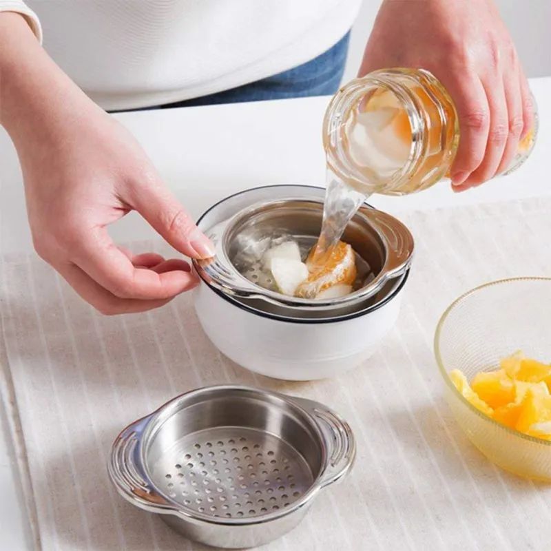 Comida de aço inoxidável pode filtro peneira atum press prensa removedor de óleo dreno pode filtro de água Colander Kichen Tool LZ0674