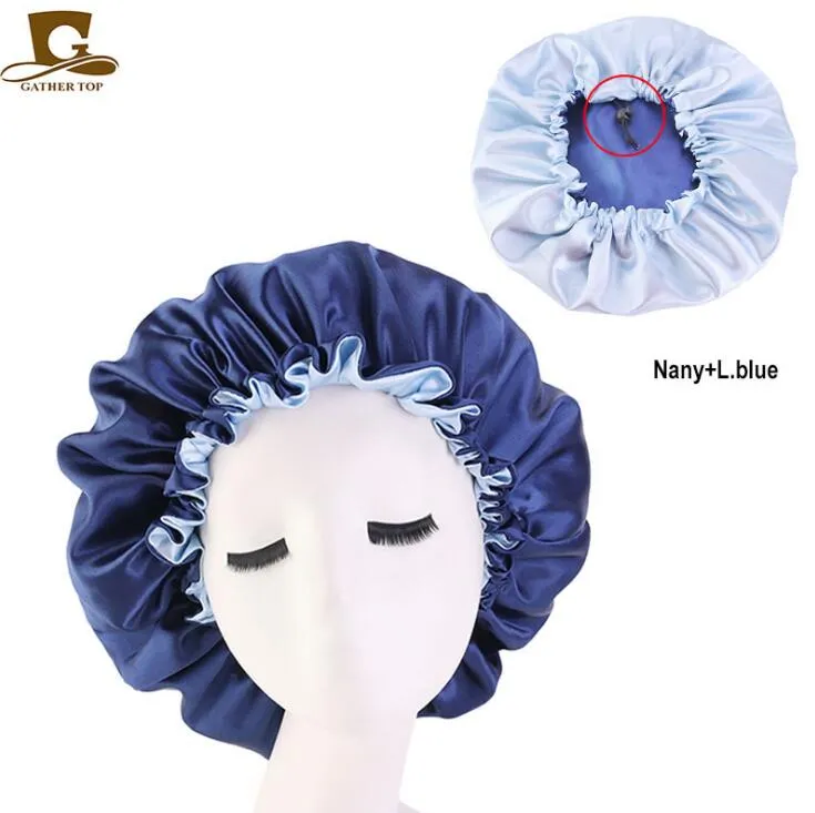 New Silk Night Cap Hat Double side wear Copricapo da donna Cuffia da notte Cuffia in raso per bei capelli GD741