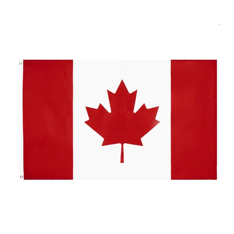 Kanada flagga direkt fabriks grossistbestånd 3x5ft 90x150 cm polyest för hängande dekoration ca kan lönnblad banner 3x5 ft kanadensiska flaggor blad med mässing grommets
