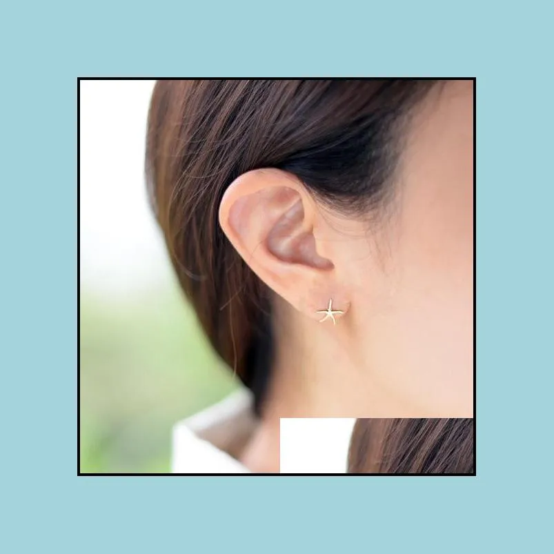 Fashion starfish stud earrings zinc alloy silver plated stud earring Marine biological stud earrings for women wholesale