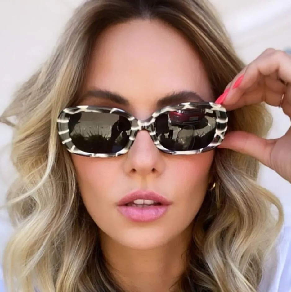 Summe Women's Narrow Square Sunglasses Vintage Zebra-Print Fashion Driving  Glasses Riding Square Sunglasses