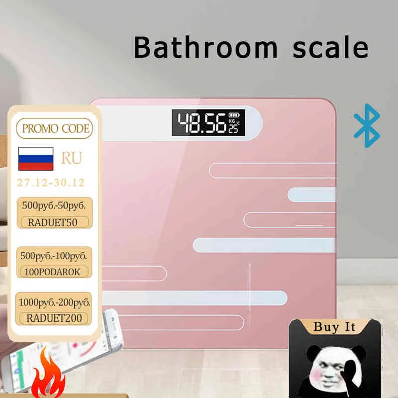 Banyo Tartı Ölçeği Hassas Ölçekli Bluetooth Vücut Yağ Zemin Vücut Ölçeği BMI Kompozisyon Analiz Dayanıklı Sertleştirilmiş Cam LCD H1229