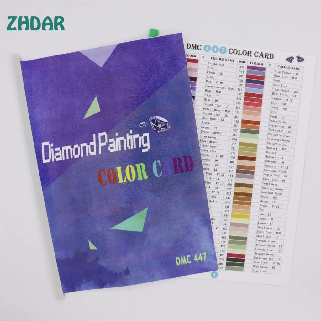 Fai da te fatto a mano 5D Diamond Painting Tool Gamma 447 DMC Carta di colore del diamante Strass Carta di identificazione del colore Stampa HD 201112