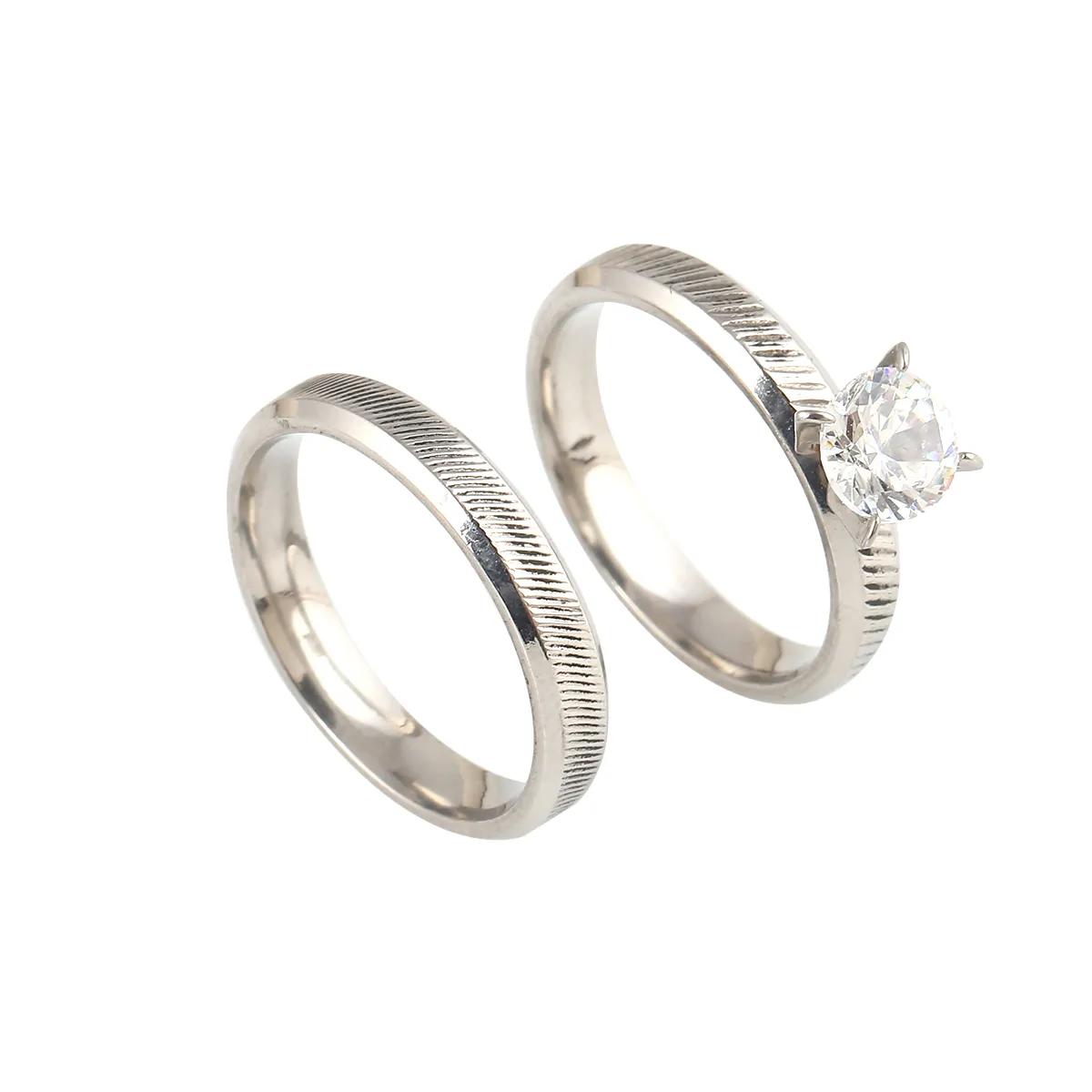 Engagement Ring 2 Pcs New Design Simple Zirconia Beautiful Ring For Women Wedding Jewelry