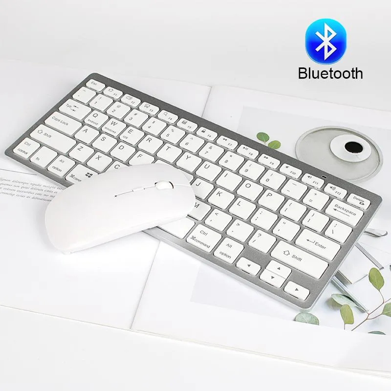 Ensemble clavier et souris Bluetooth avec touches multimédia, souris sans fil Bluetooth, clavier Silm Combo pour Windows Android Mac