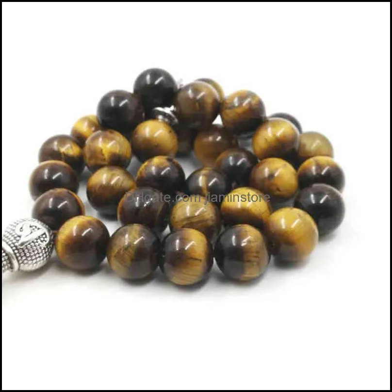 style Man`s Tasbih style Tiger eyes natural stone Muslim rosary islam 33 66 99 beads Fashion Bracelets 220210