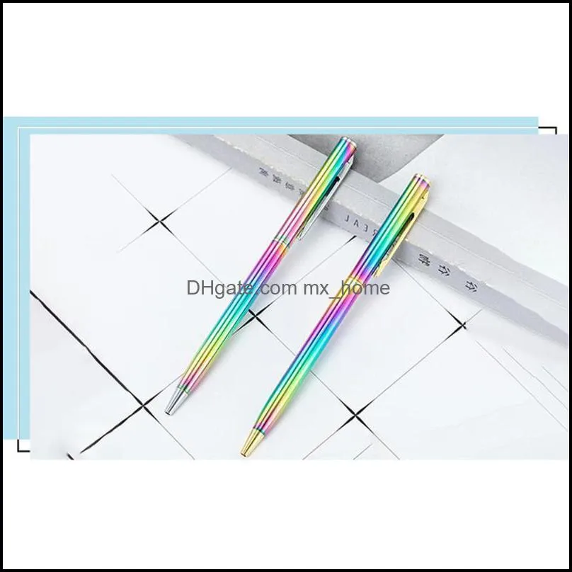 Ballpoint Pens 100pcs/lot Colorful Gradient Metal Pen Advertising Business Gift Commercial School Office Black Blue Ink Custom Logo