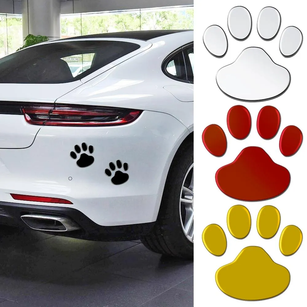 1 Paar / Set 3D Stickers Paw Animal Dog Cat Cool Design Bear Foot Prints Footprint Decal Auto Stickers voor Auto Motorfiets