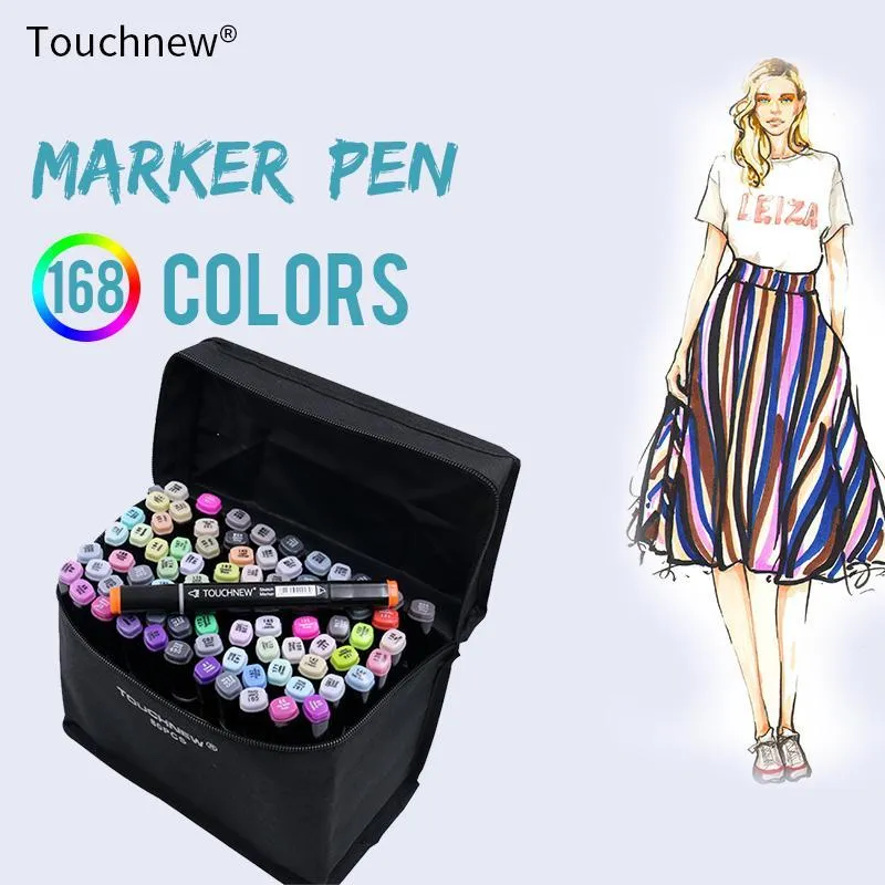 TouchNew 80 Cor Professional Art Markers Set Sketch Markers Dual tinta de cabeça manga graffiti caneta desenho arte suprimentos1