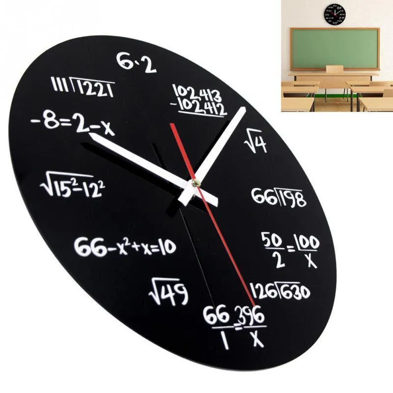 壁時計マットブラックメタル数学数学代数ブラックボードPIクロックヴィンテージ30cmx30cm時計1