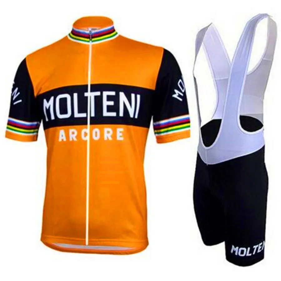 classic 2020 MOLTENI Cycling Jersey Set Breathable MTB Short Sleeve cycling clothing Set summer Black and white Strap bib Shorts Ropa Cicli