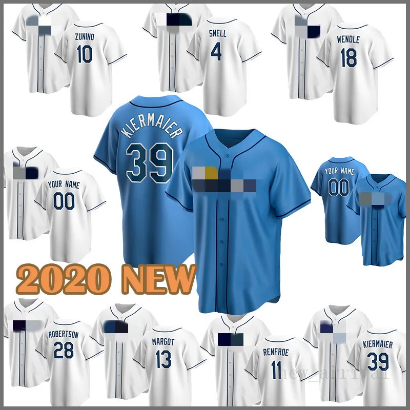 2020 Beyzbol Jersey Bay 12 Wade Boggs 4 Blake Snell 39 Evin Kiermaier 42 Jackie Robinson 5 Matt Duffy 3 Evan Longoria Joey Wendle Yeni