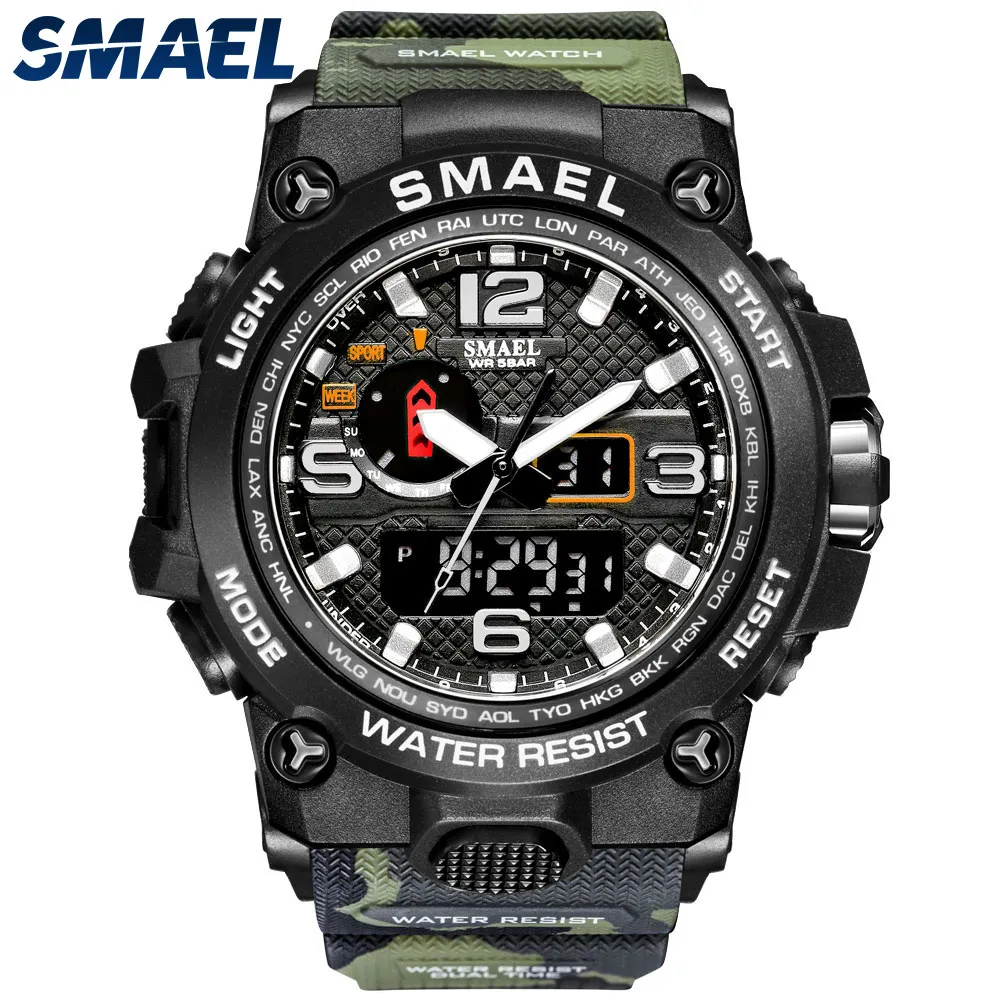 Sport Watches For Men Cool Shock Water Resistant Alarm Clock reloj hombre 1545D Camouflage Military Sport Watch Men 2021