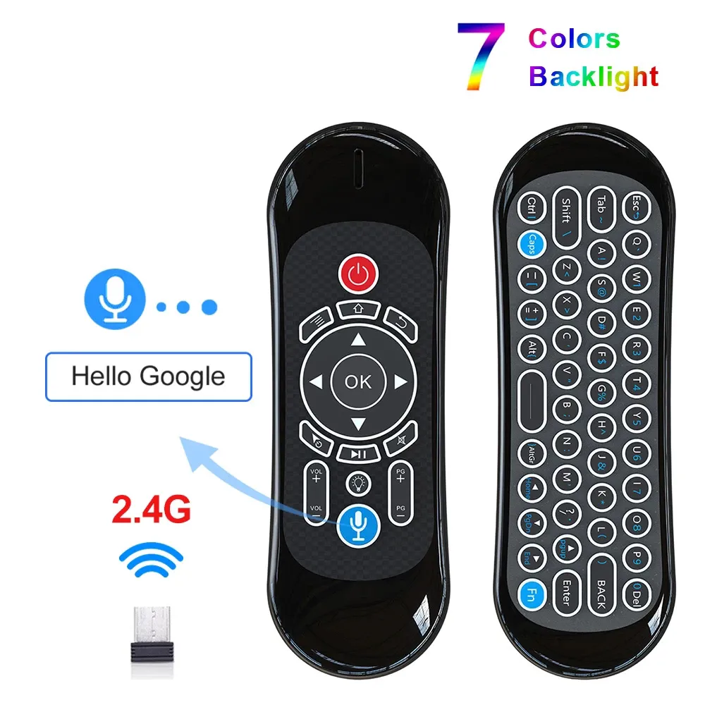 T120 Mini clavier sans fil 2.4g VOIX VOIX AIR SOURISING FRANÇAIS 7 COULEURS RÉDUCTURE DE BLACKTLIT POUR BOÎTE DE TV Android