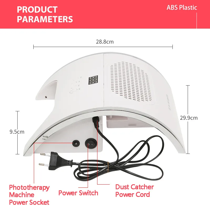 Two in One Intelligent Induction LED Vacuum Manicure Lamp Phototherapy Machine Automatic Timing USB Nail Glue Baking Lamp