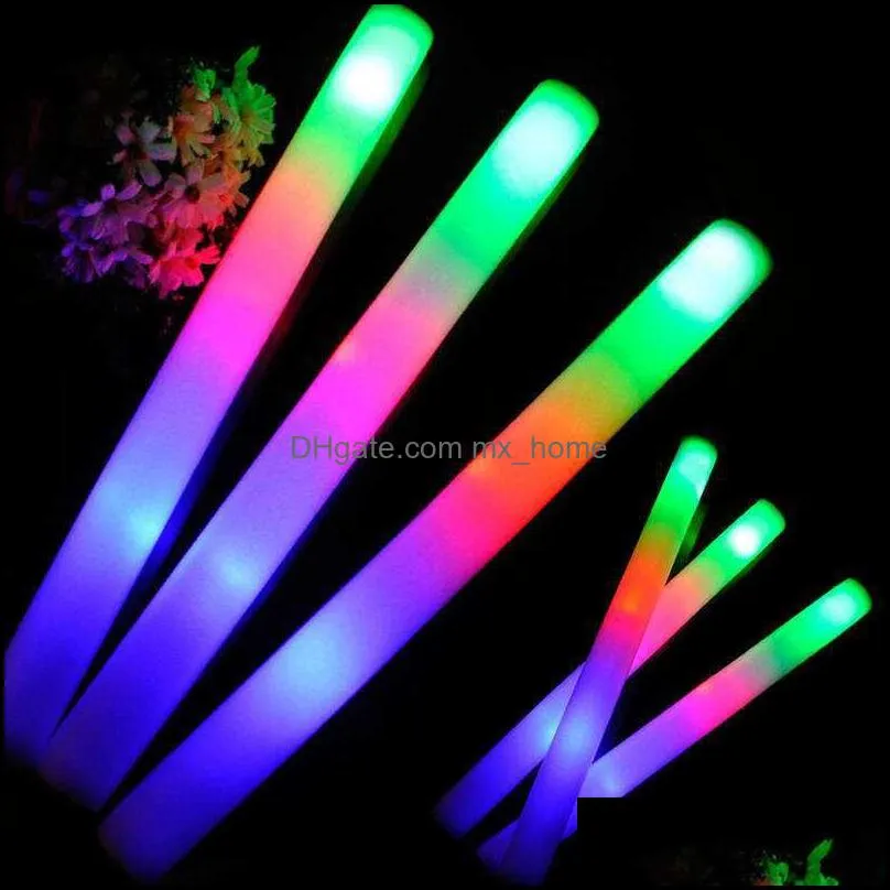 LED Foam Stick Colorful Flashing Red Green Blue Light Up Sticks Festival Party Decoration Concert Prop Z4776