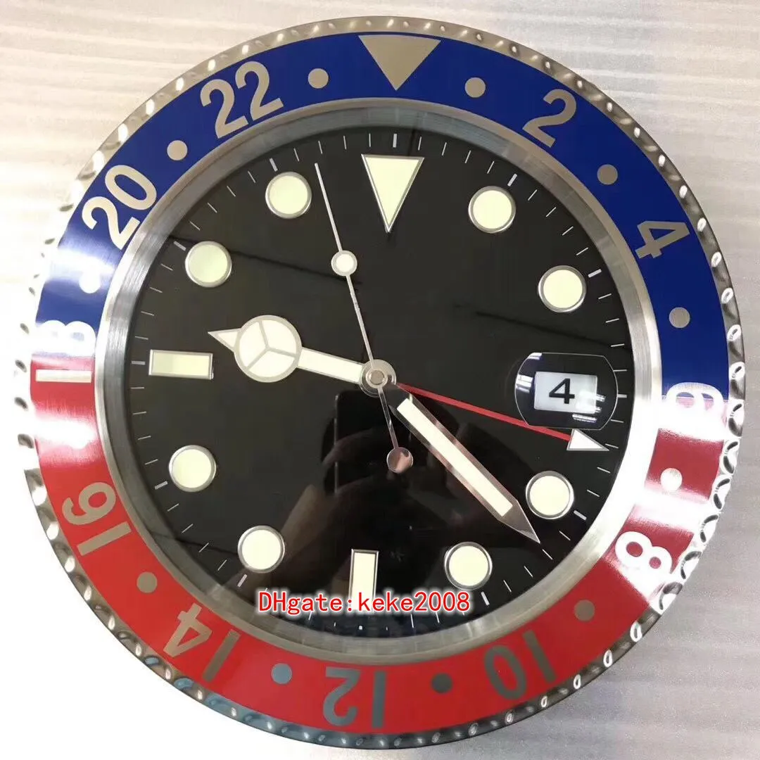 9 Kolory Zegarek Zegar Ścienny Ze Stali Nierdzewnej GMT 116710 116718 116719 34cm x 5 cm Niebieski Luminescent Lupa Data VK Dekoracji Wall Zegary
