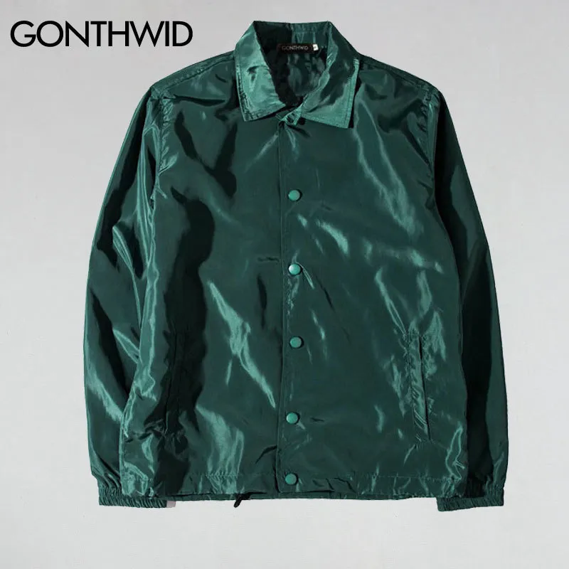 GONTHWID Purpose Tour Coaches Jackets Mens Hip Hop Solid Color Thin