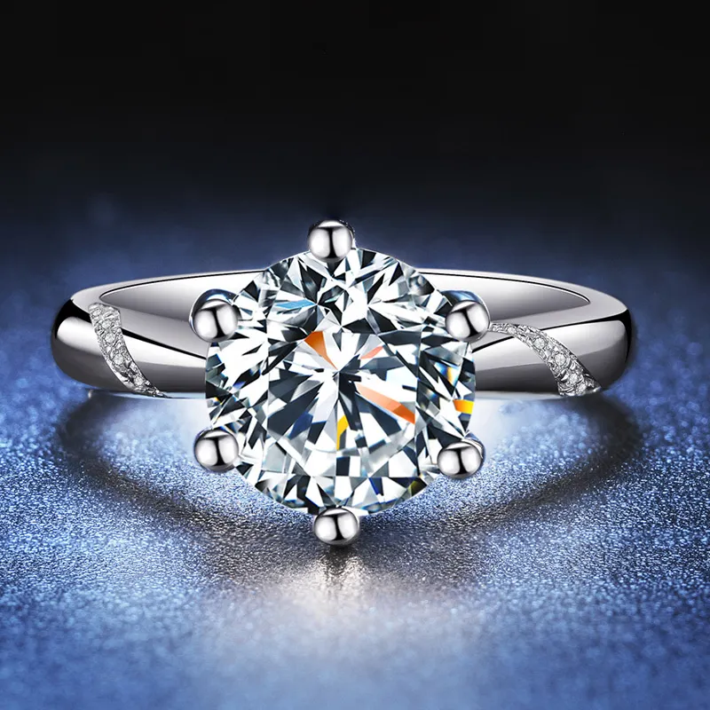 6 ملليمتر مختبر مويسانيتي خاتم الماس 925 فضة بيجو خطوبة خواتم الزفاف للنساء الرجال حزب المجوهرات