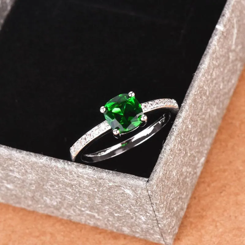 Anelli con smeraldi naturali per le donne Anello in argento sterling 925 per gioielli da donna Festa di fidanzamento con pietre preziose Regalo di alta gioielleria