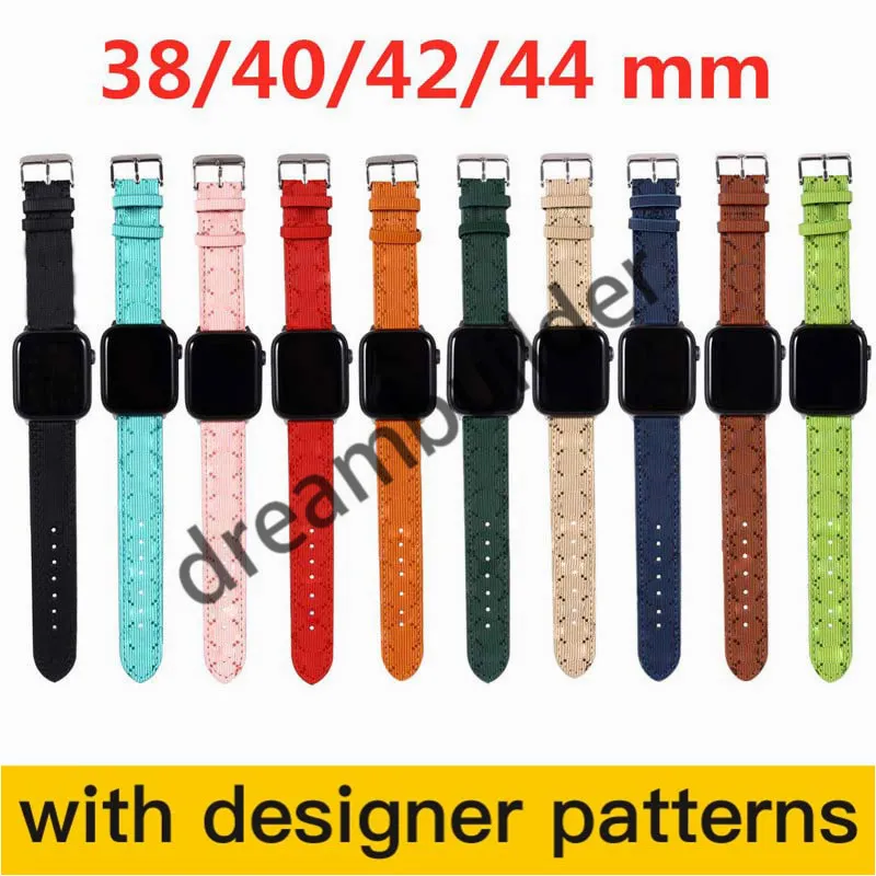 designer Watchbands for  Watch Band 42mm 38mm 40mm 44mm iwatch 2 3 4 5 bands Leather Strap Bracelet Fashion Stripes 