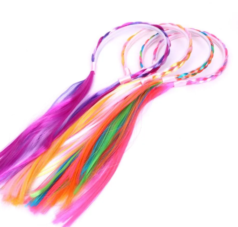 Arco-íris peruca cabeça cabelo Sticks para meninas do aniversário dos miúdos Cosplay hairband Trajes de festa decorações Acessórios Chritmas