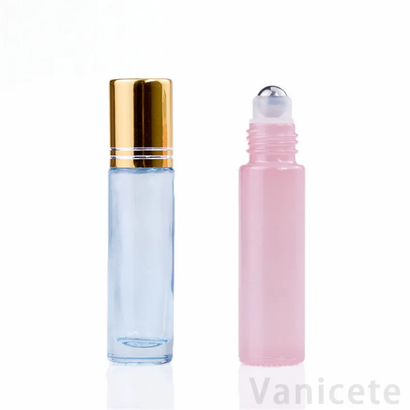 10 ml Mini Roll On Roller Fles Geur Glasflessen Rose Gold Essential Oil Fles Roller Ball Parfum Container 500 Stks T1i3497