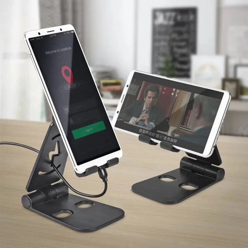 Universele telefoonhouder Lazy verstelbare oplaadbasis Desktopstandaard voor telefoon tot 8 inch Opvouwbare telefoon staat Mini