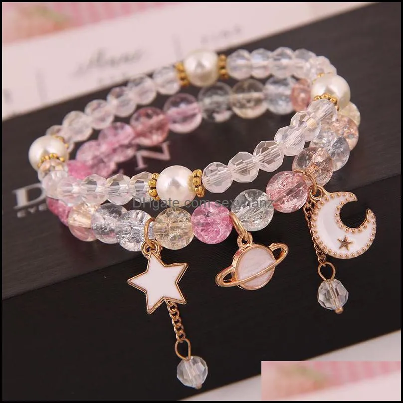 Fashion Crystal Beaded Bracelets & Bangles Luxury Multilayer Star Moon Strand Bracelet Femme Bijoux Charm Pulseras Mujer Jewelry