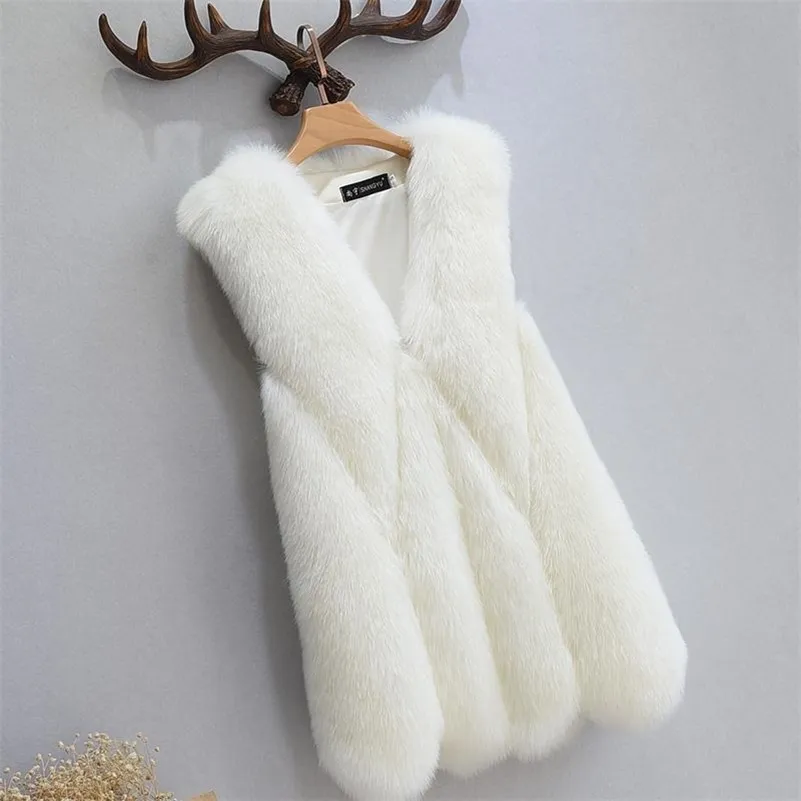 Womens Faux Fur Vest Elegant Ladies Faux Fur Jacket, Sleeveless