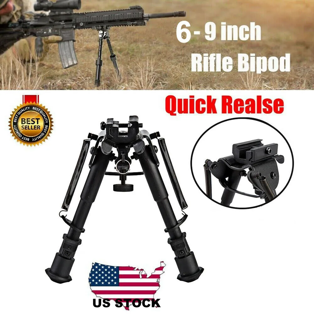 6-9 Inches Bipod Tactical Adjustable stand balance Rifle Bipod Quicke Releas Adapter for Hunting and Shooting