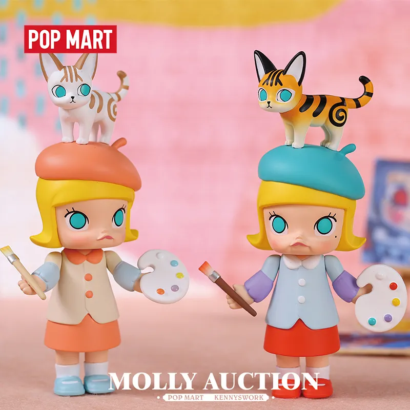 Pop Mart Molly Auktion Serie Leksaker Figur Blind Box Action Figur Födelsedag Gåva Kid Leksak Gratis Frakt LJ201031
