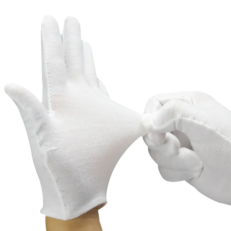 Witte kwaliteit katoenen werkhandschoenen voor zowel mannen als vrouwenvezels is comfortabel ademend 12pcs